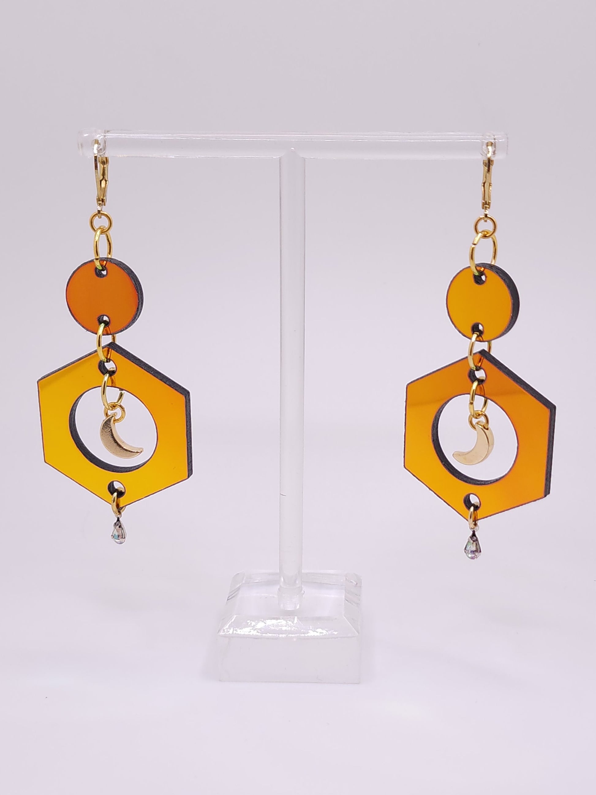 Hexagon Gold Earrings | Lever Back Earring Hooks | Lumen Alchemy